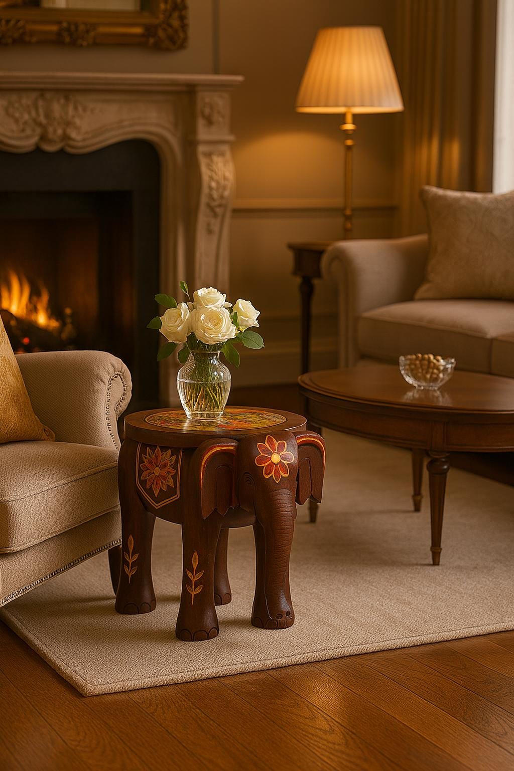 Boho Elephant Stool Decor