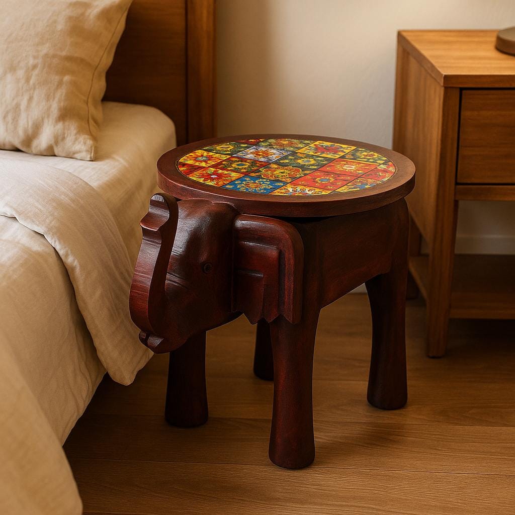 Boho Mosaic Elephant Stool