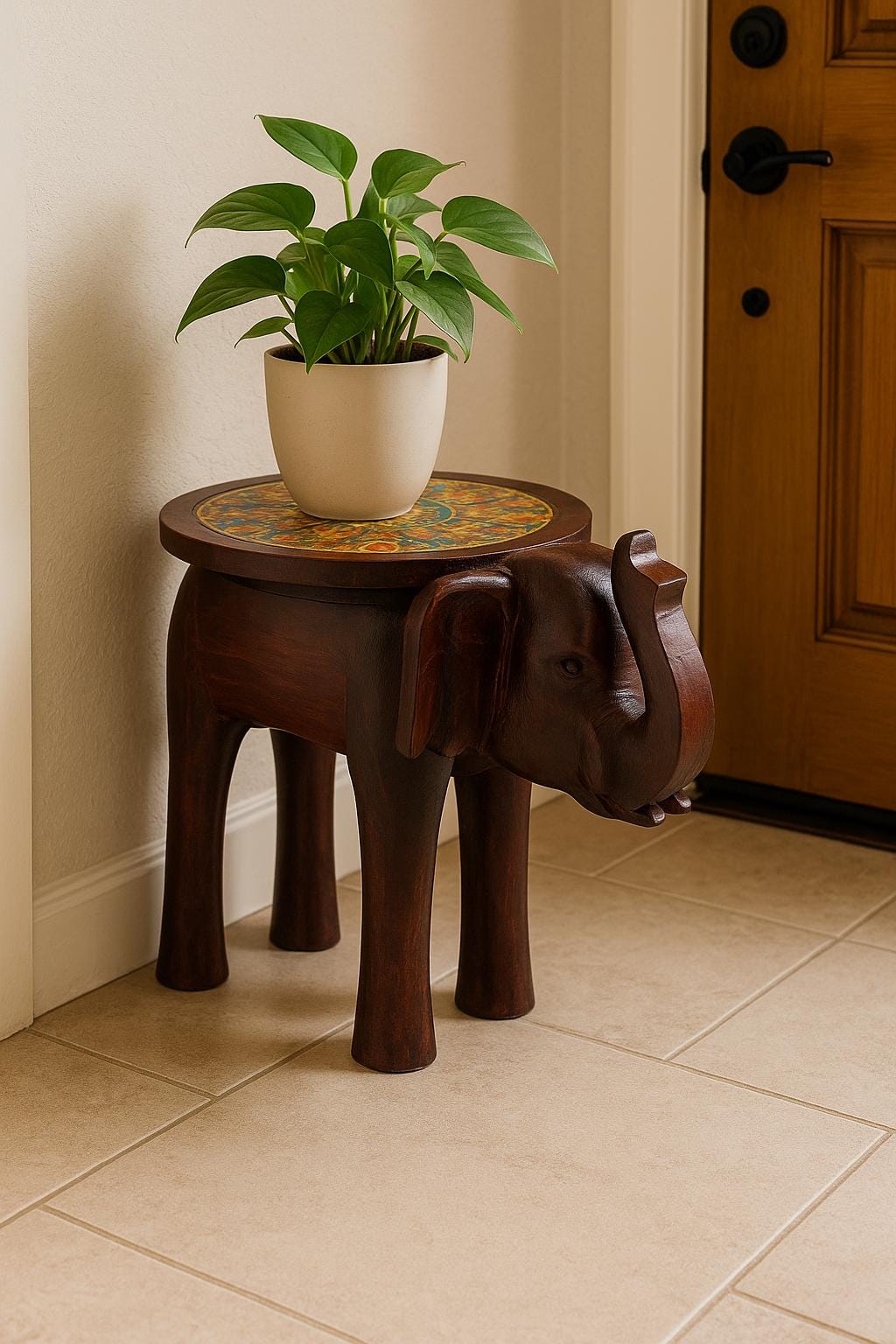 Boho Mosaic Elephant Stool