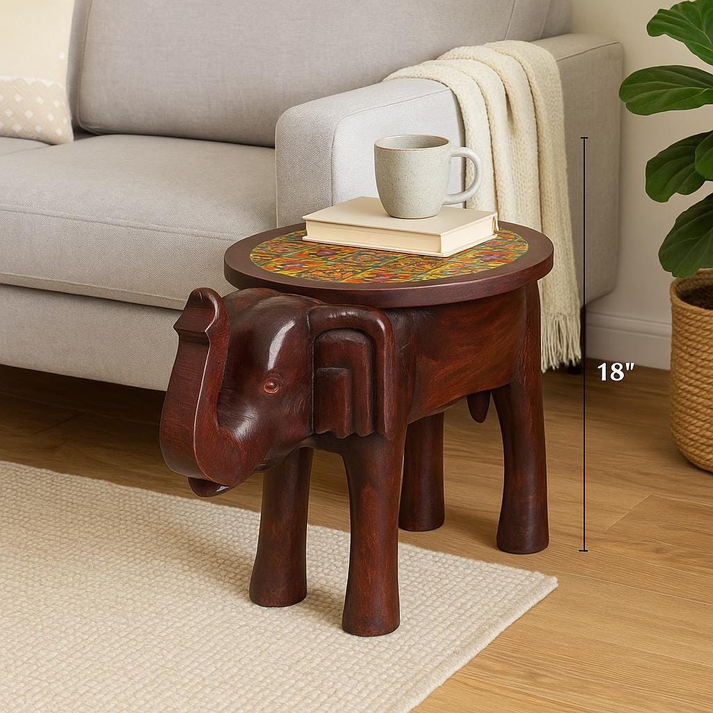 Boho Mosaic Elephant Stool