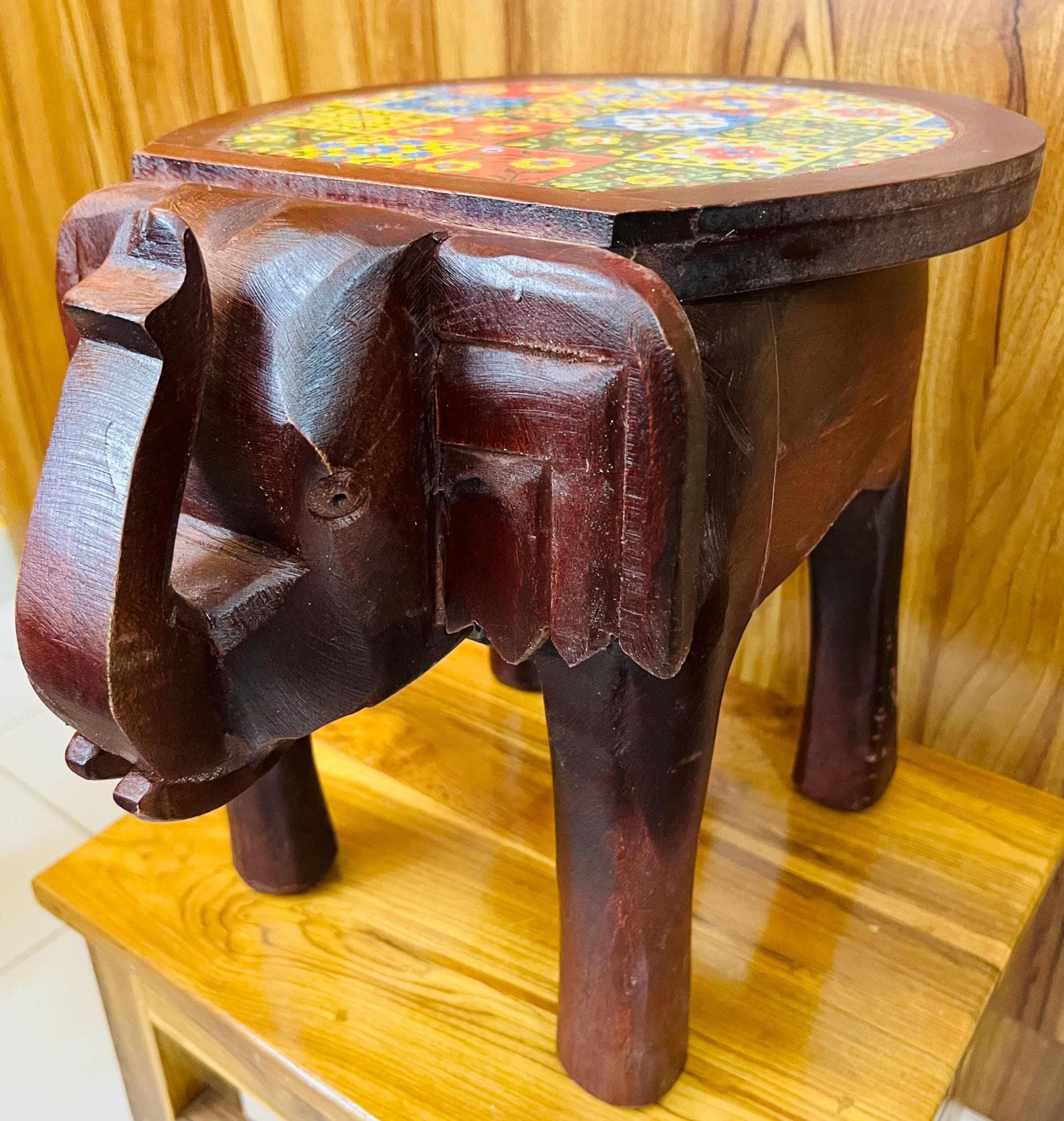 Boho Mosaic Elephant Stool