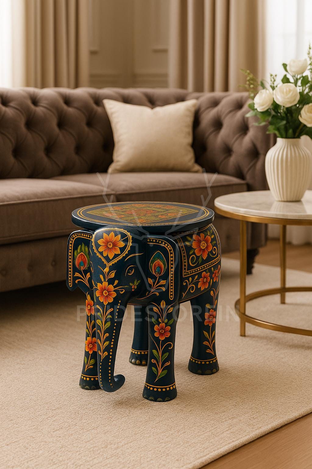 Boho Elephant Stool Accent