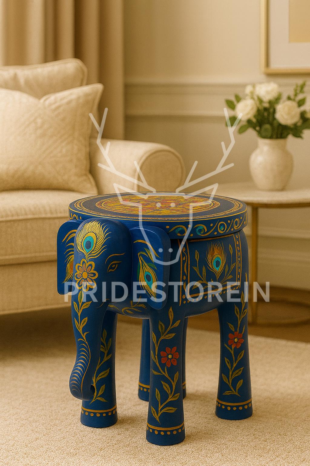 Boho Teak Elephant Accent Table