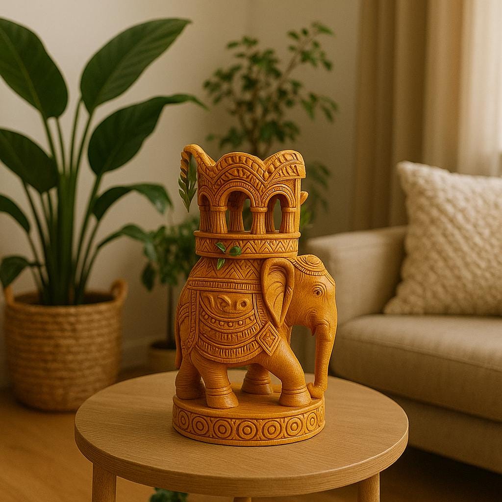 Handcrafted Wooden Elephant Decor