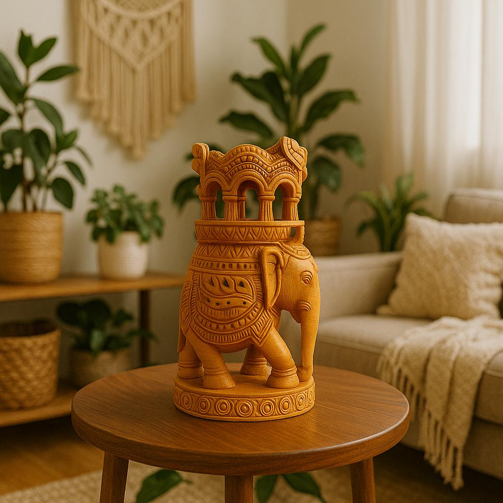 Handcrafted Wooden Elephant Decor
