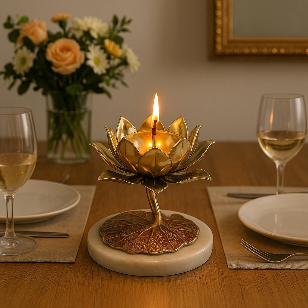 Elegant Lotus Diya for Pooja