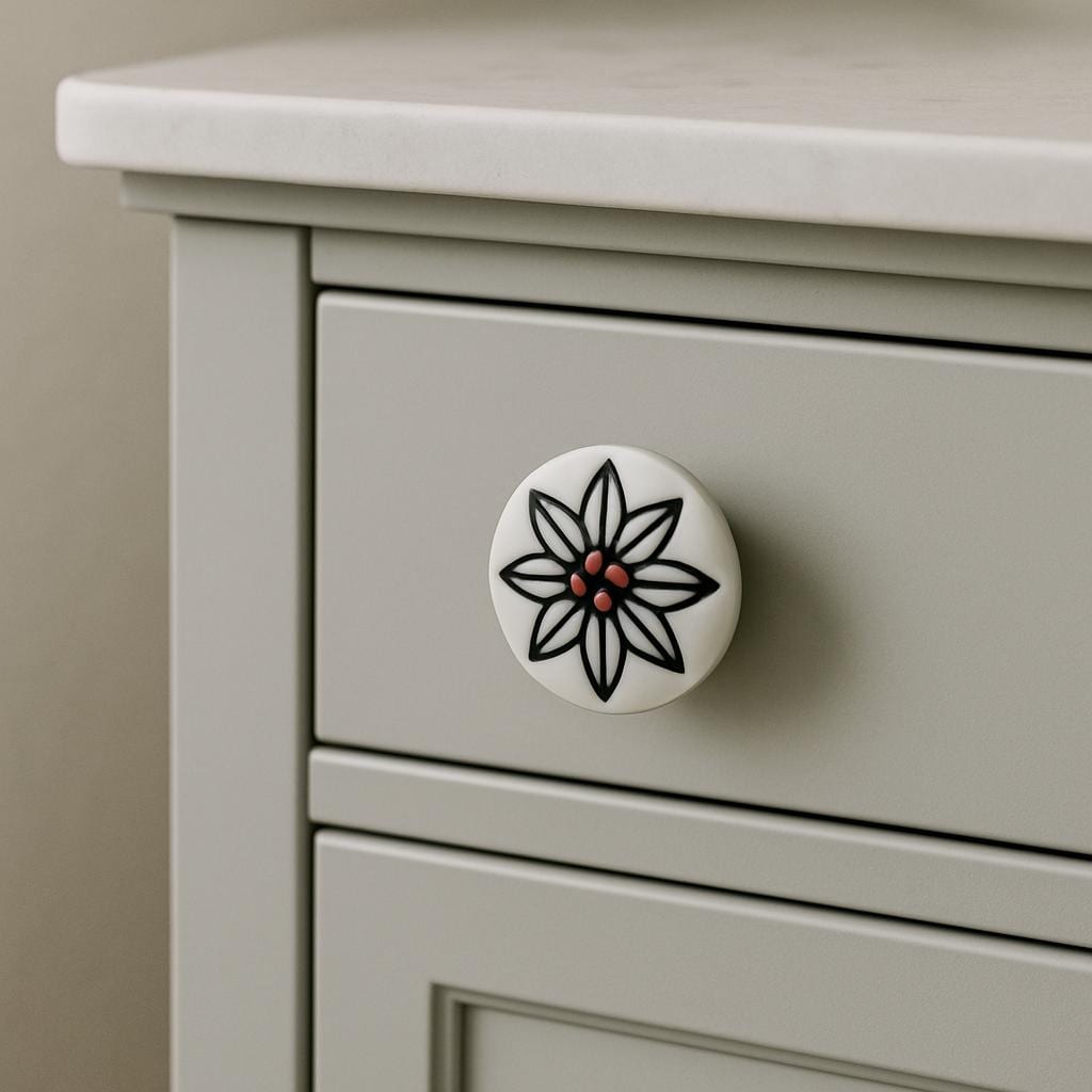 Floral Ceramic Knobs Unique Decor