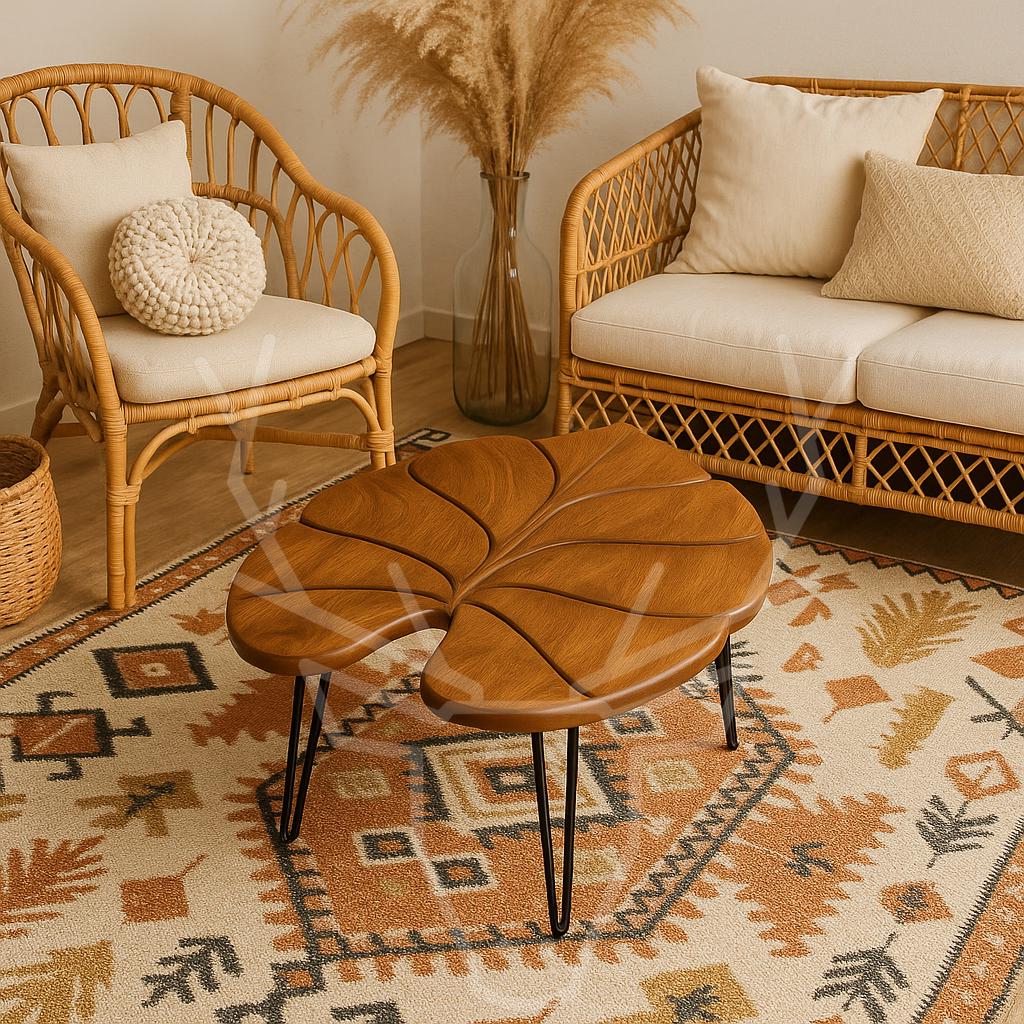 Alocasia Leaf Wooden Table - Elephant Ear Design