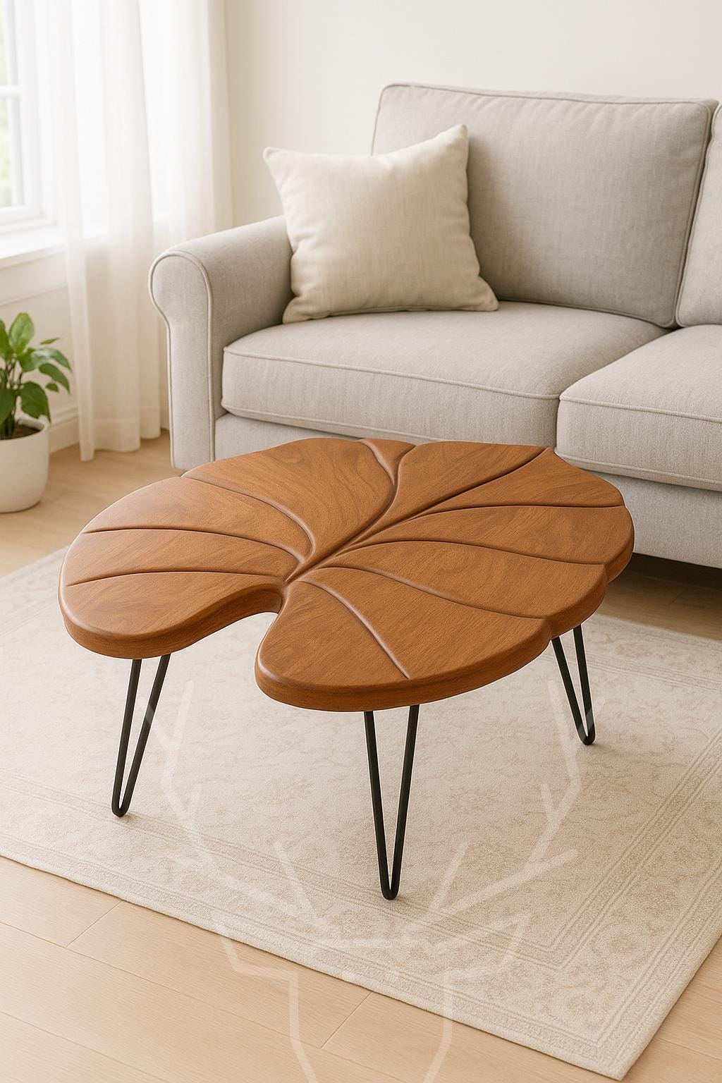 Alocasia Leaf Wooden Table - Elephant Ear Design