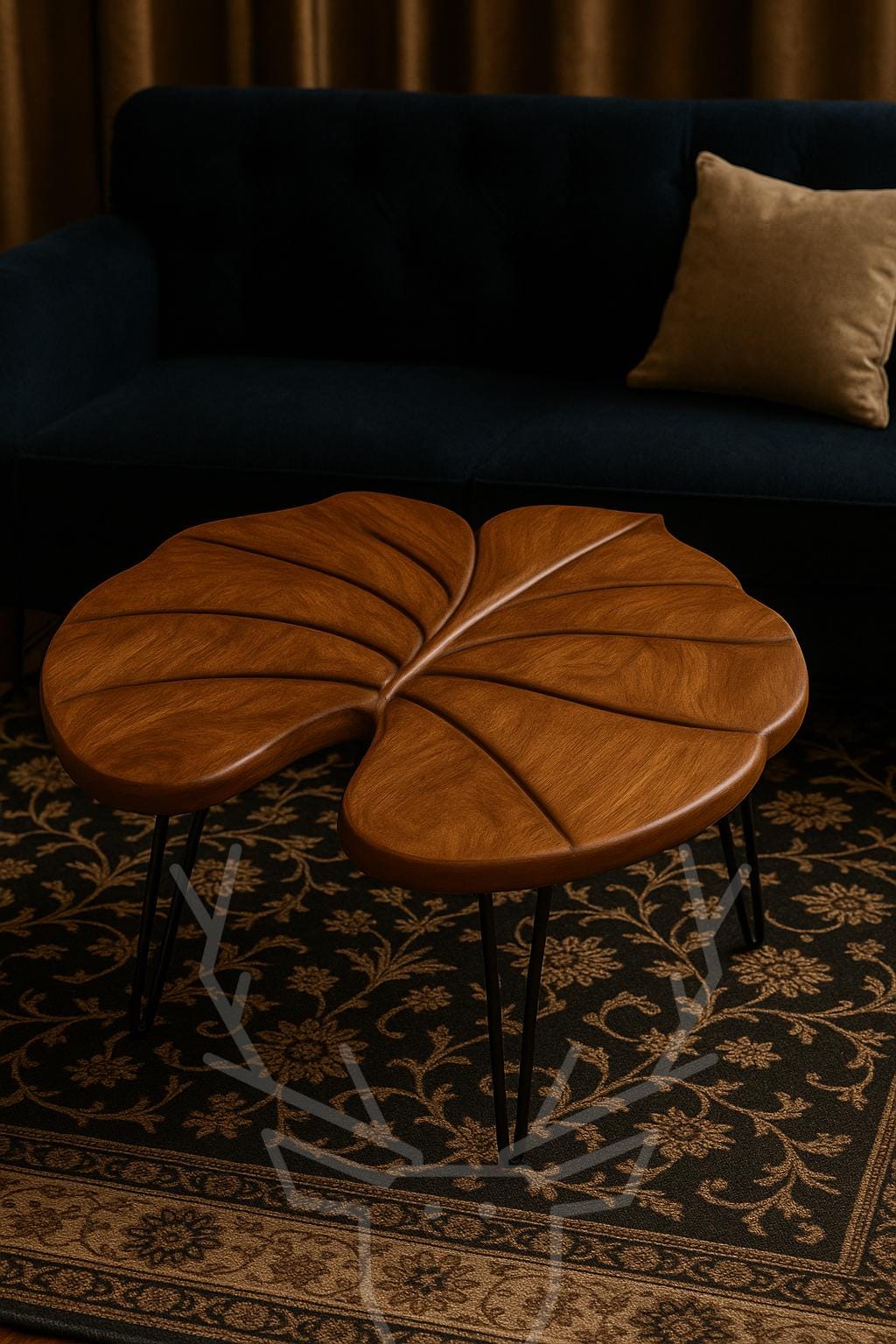 Alocasia Leaf Wooden Table  Handmade Elephant Ear Design | Modern Plant Inspired Wood Table | Unique Leaf Shaped Furniture for Living Room