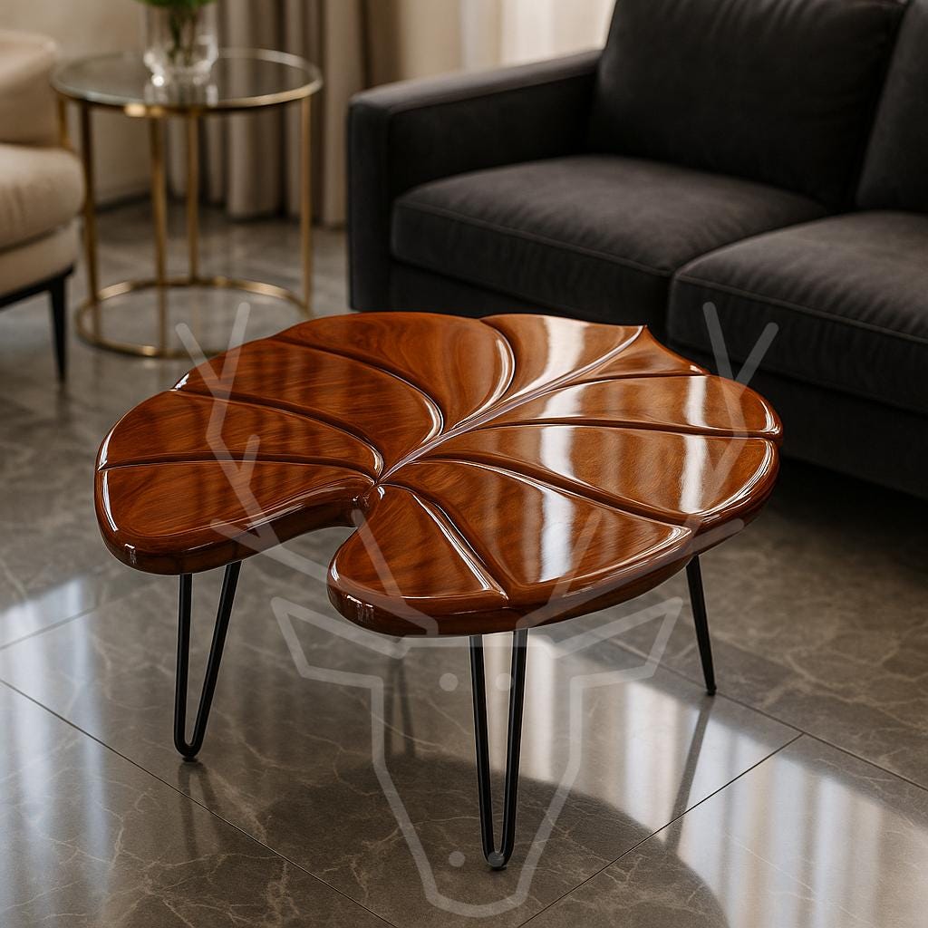 Alocasia Leaf Wooden Table - Elephant Ear Design