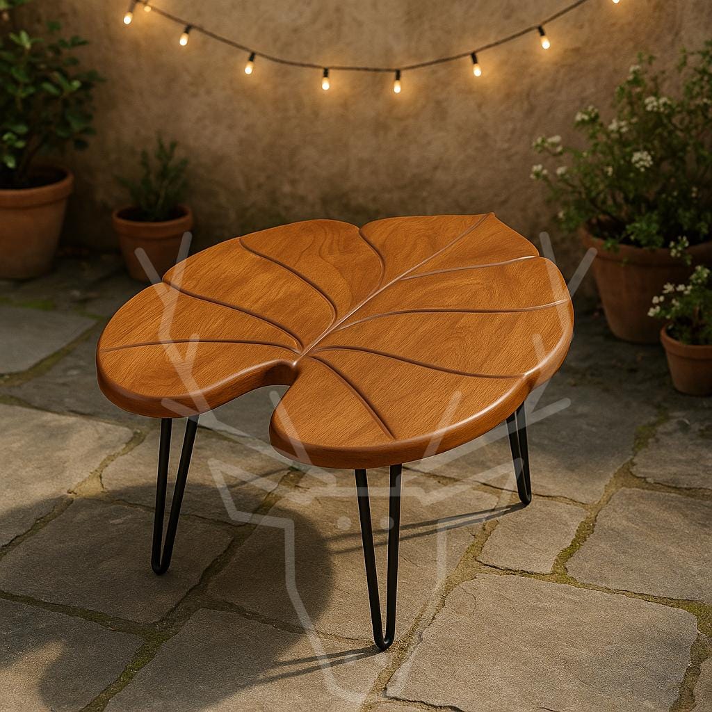 Alocasia Leaf Wooden Table - Elephant Ear Design