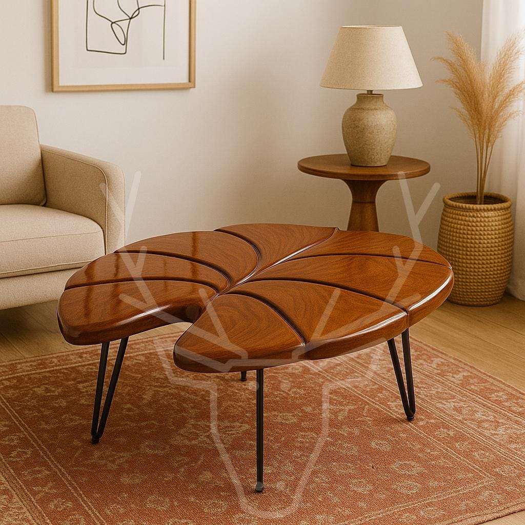 Alocasia Leaf Wooden Table - Elephant Ear Design