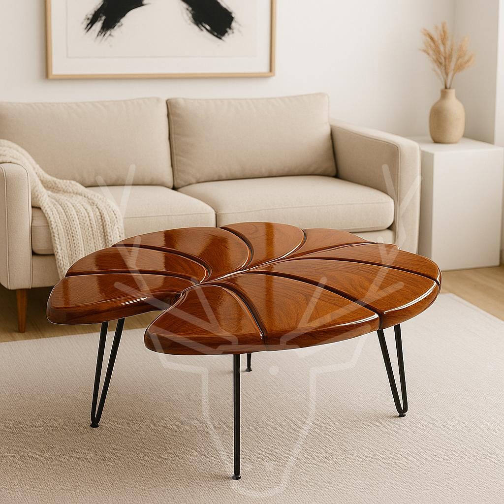 Alocasia Leaf Wooden Table - Elephant Ear Design