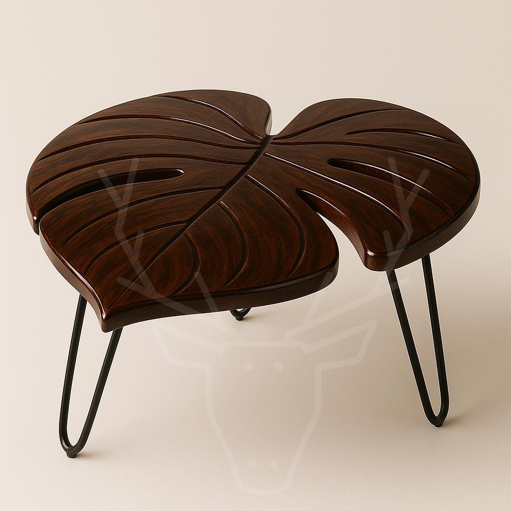 Monstera Leaf Coffee Table - Philodendron