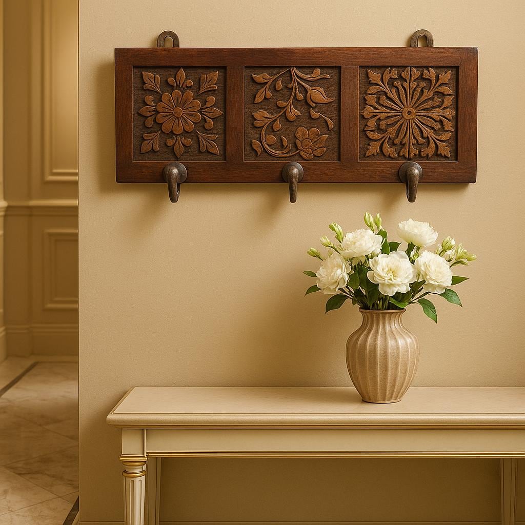 Rustic Floral Wooden Wall Hook
