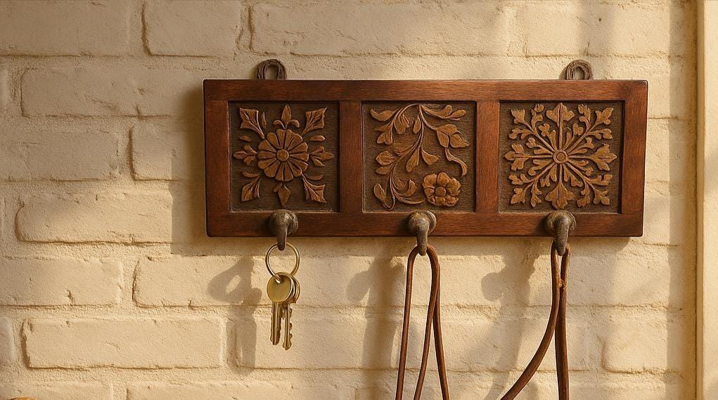 Rustic Floral Wooden Wall Hook