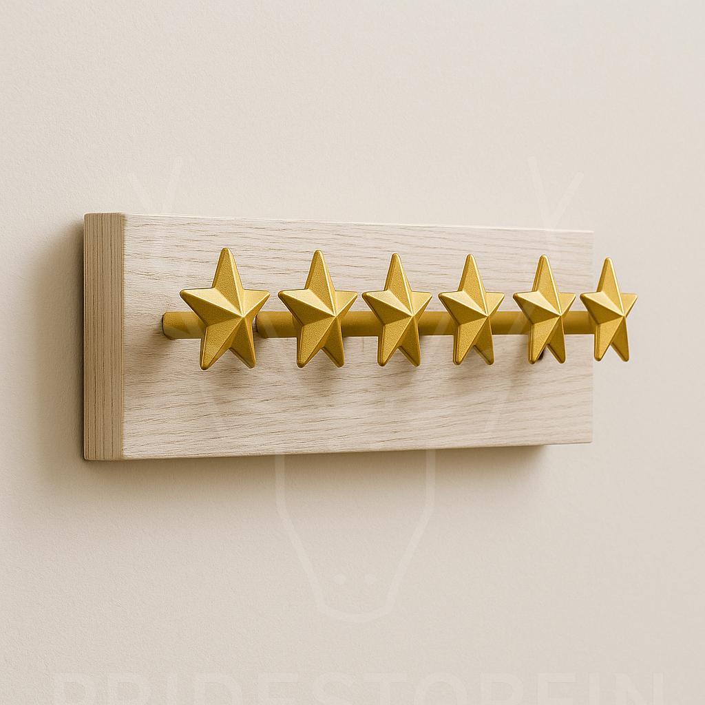 Modern OakWood Metal Star Key Rack  Minimalist Wooden Wall Hook for Entryway or Office