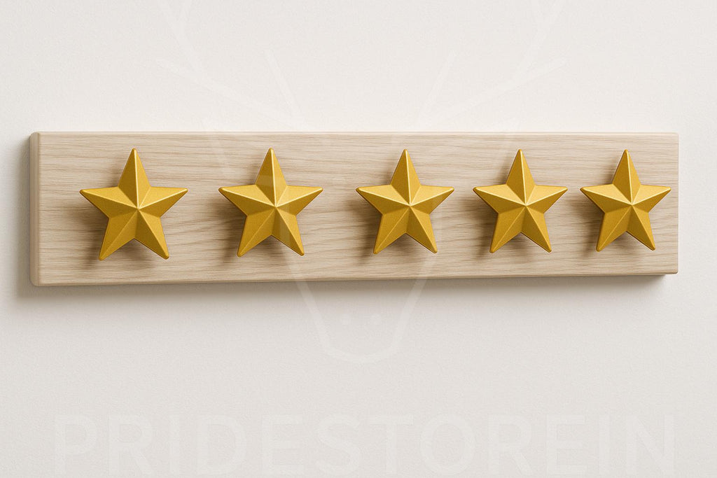 Modern OakWood Metal Star Key Rack  Minimalist Wooden Wall Hook for Entryway or Office