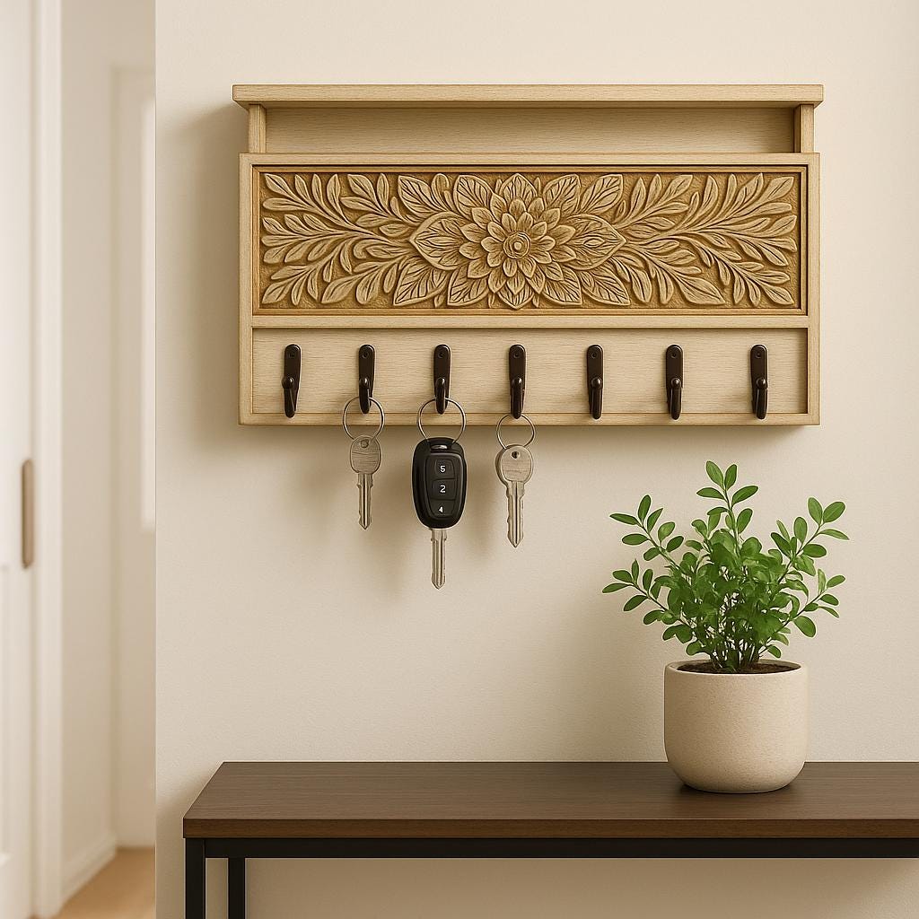 Boho Floral Key Holder Decor