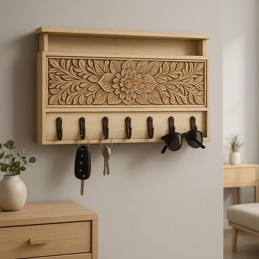 Boho Floral Key Holder Decor