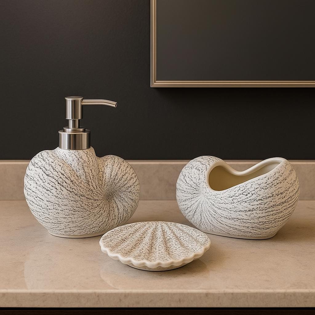 Handmade Seashell Bath Set