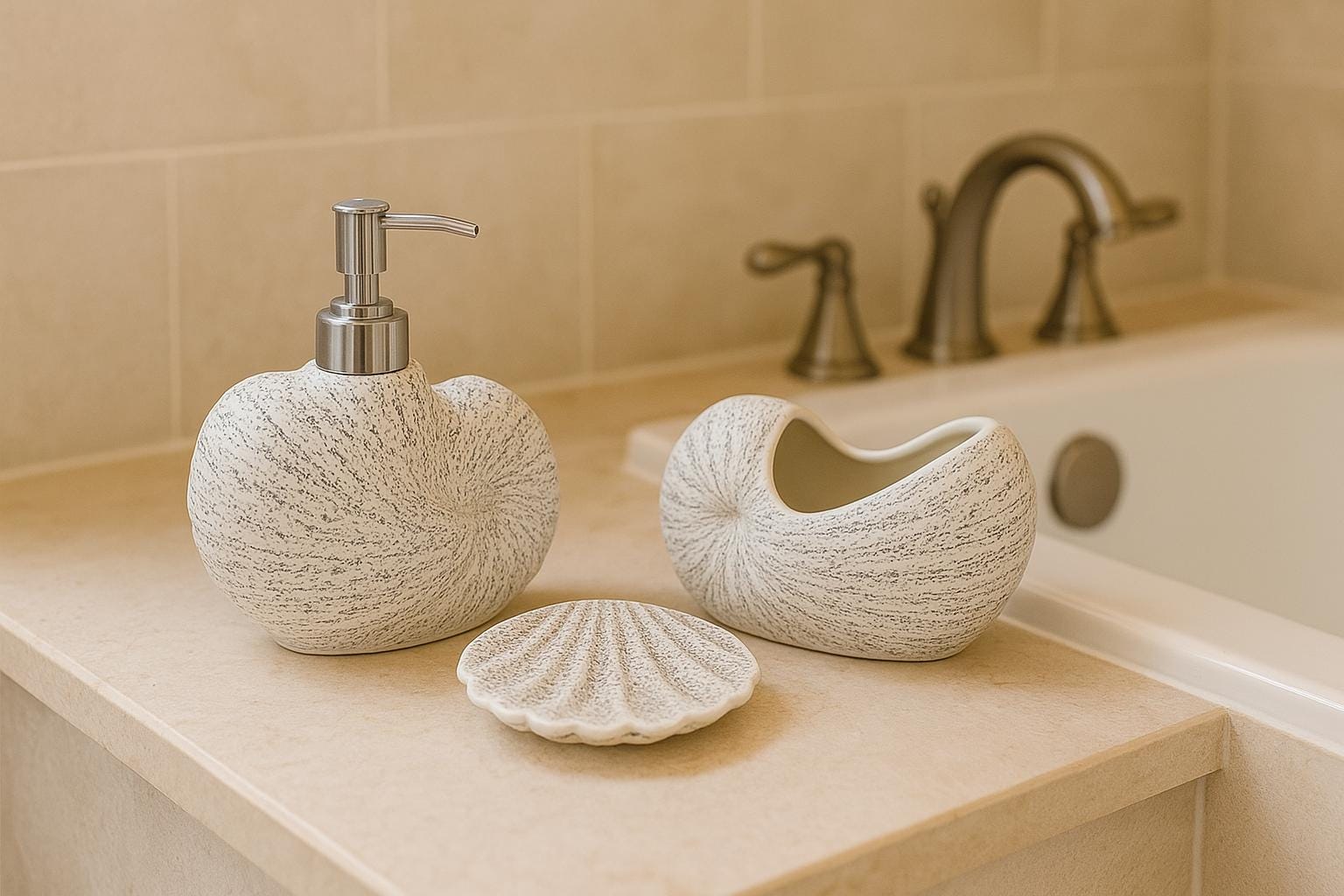 Handmade Seashell Bath Set