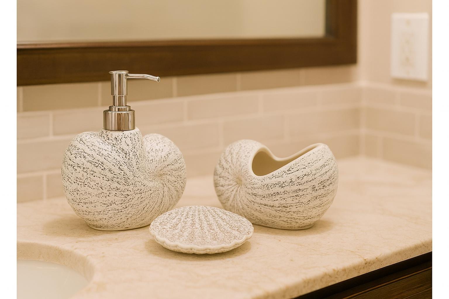 Handmade Seashell Bath Set