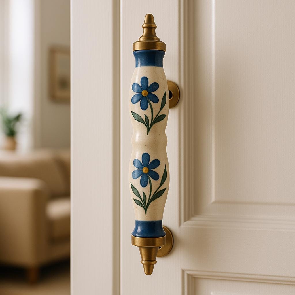 Blue Floral Ceramic Handles