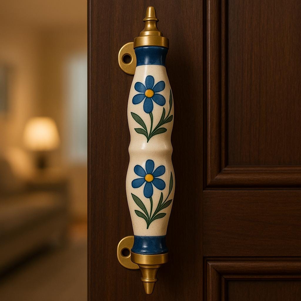 Blue Floral Ceramic Handles