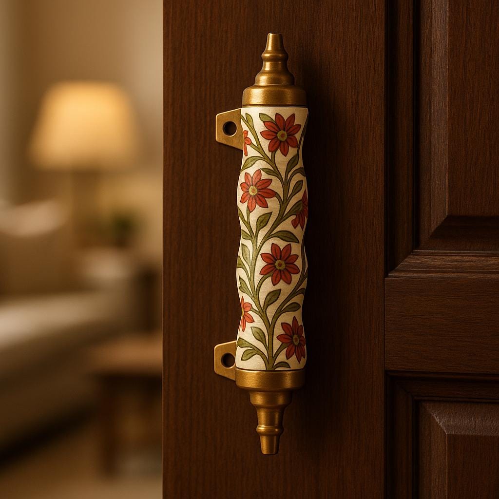 Green Luxe Floral Drawer Pulls