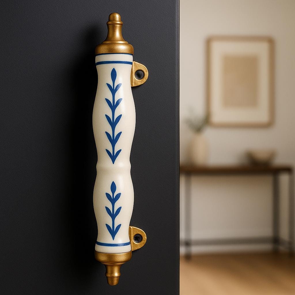 Blue Floral Ceramic Drawer Pulls
