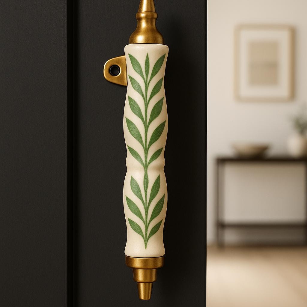 Green Leaf Ceramic Drawer Pulls