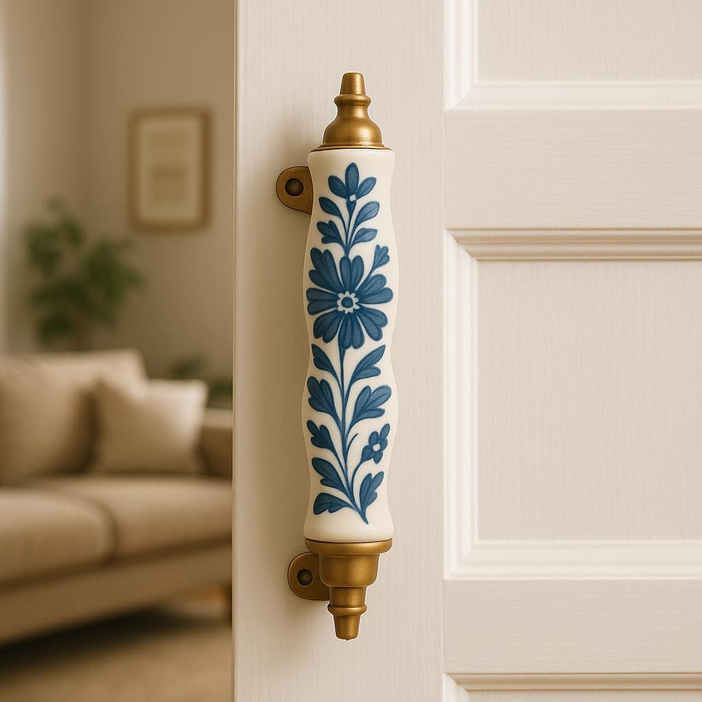 Elegant Blue Floral Cabinet Pulls