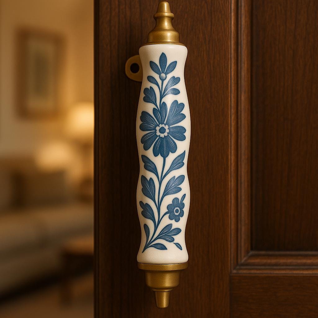 Elegant Blue Floral Cabinet Pulls