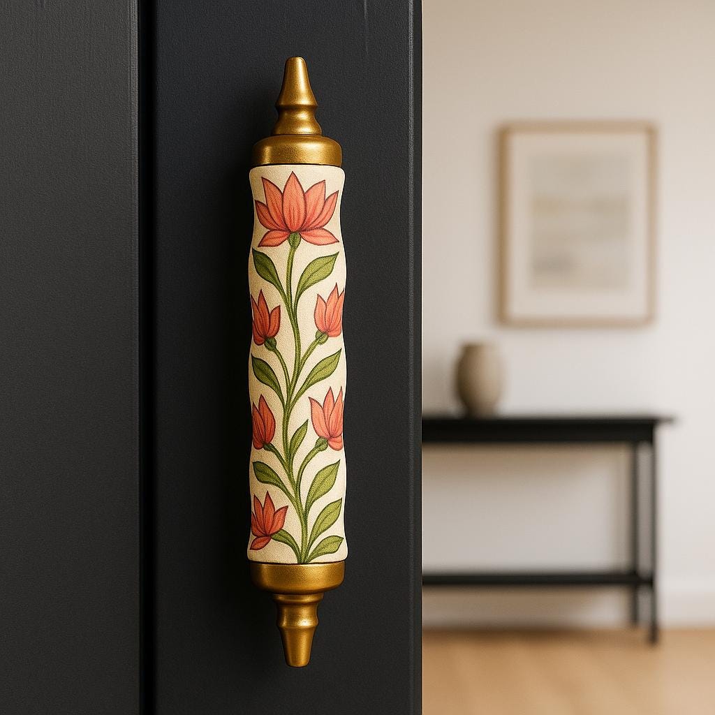Vintage Floral Brass Handles