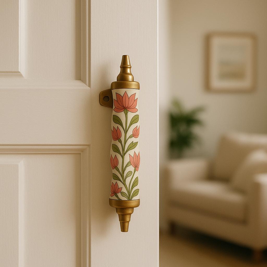 Red Brass & Wood Door Pulls