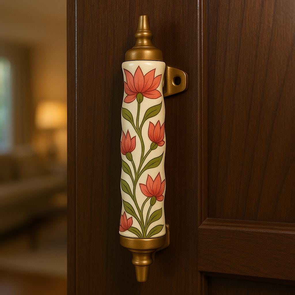 Red Brass & Wood Door Pulls