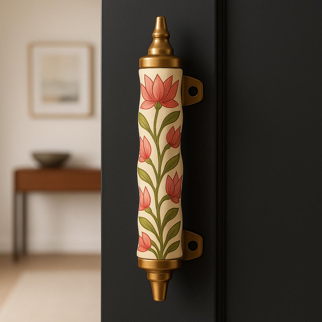 Red Brass & Wood Door Pulls