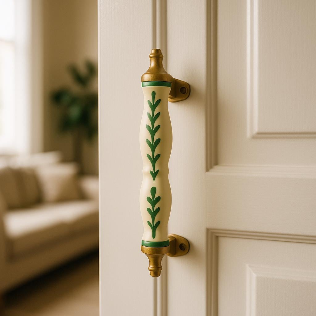 Royal Green Floral Drawer Pulls