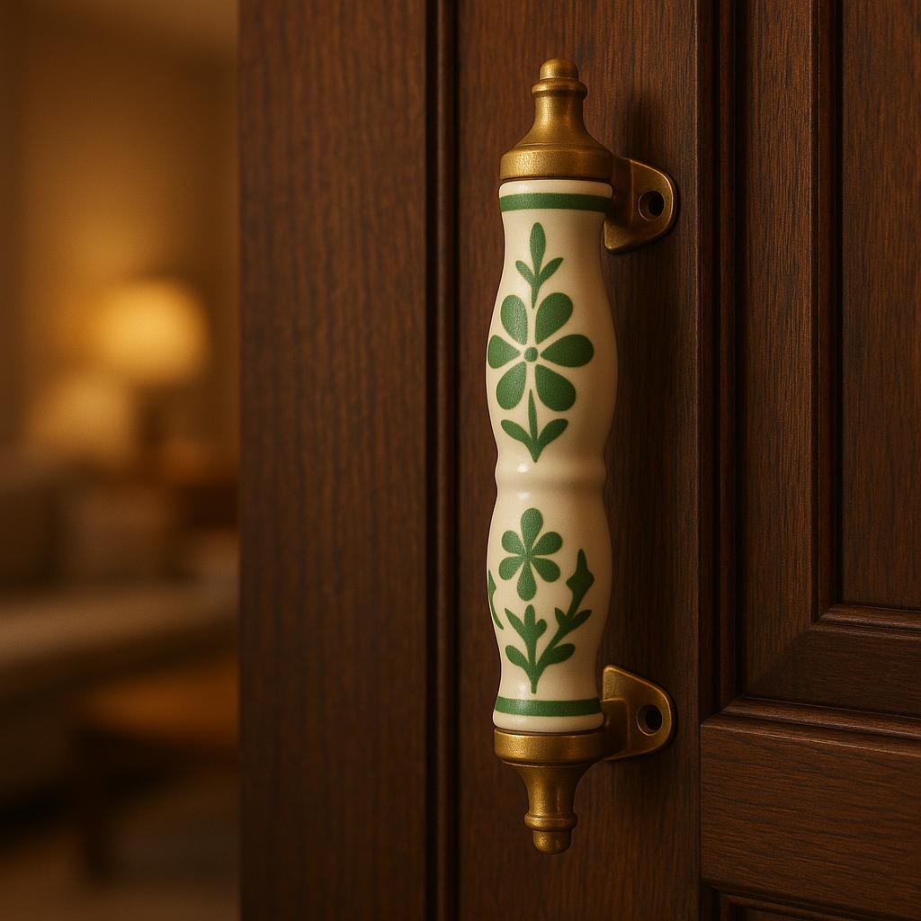 Royal Green Floral Drawer Pulls