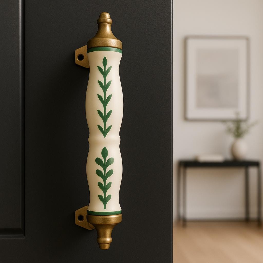 Royal Green Floral Drawer Pulls