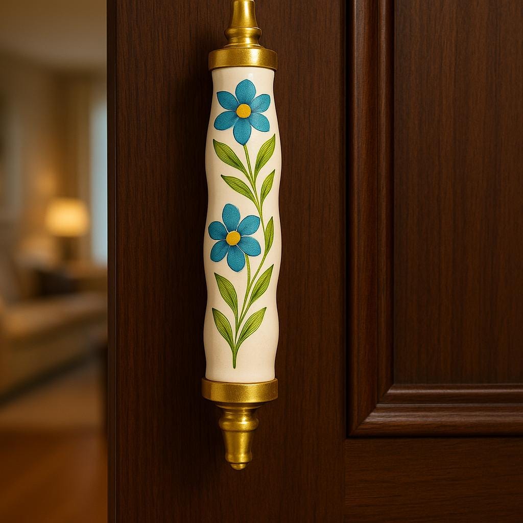 Floral Door Handles Set 4