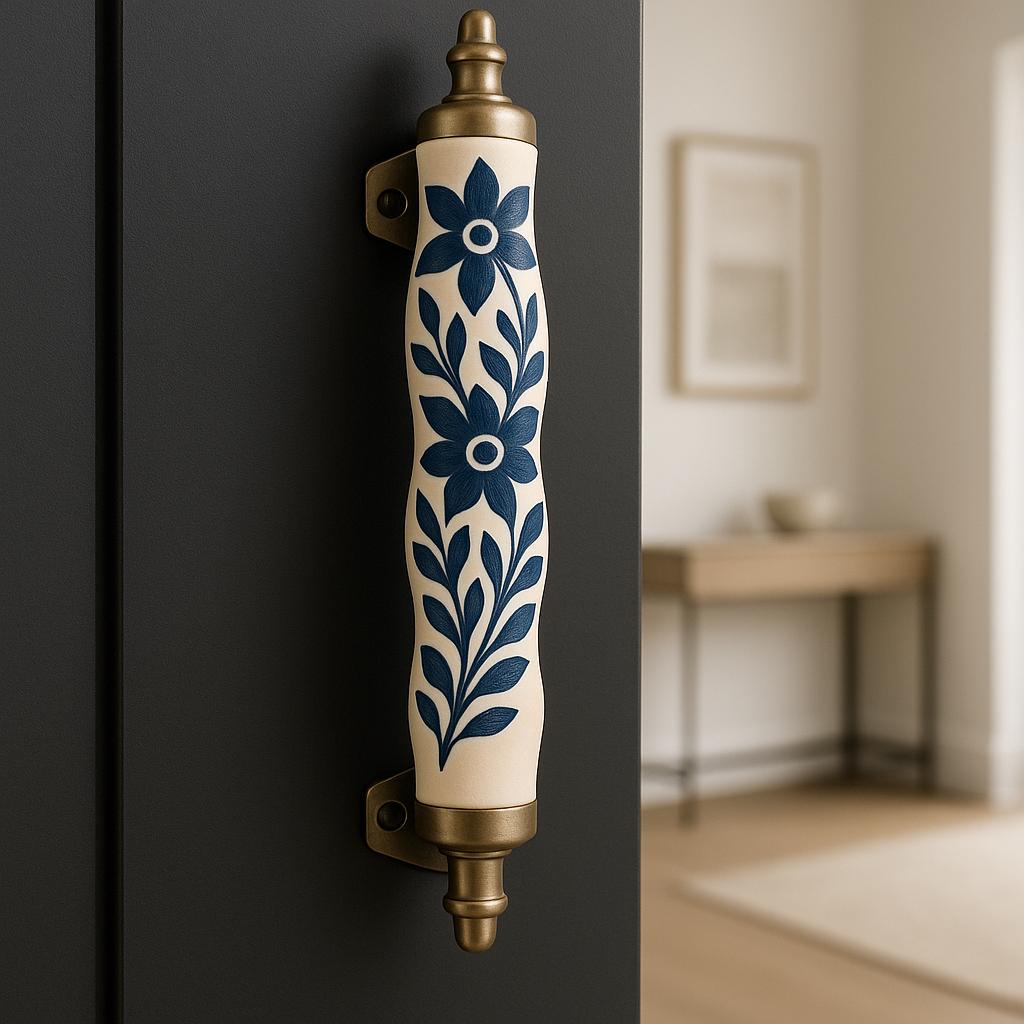 Vintage Blue Floral Cabinet Pulls