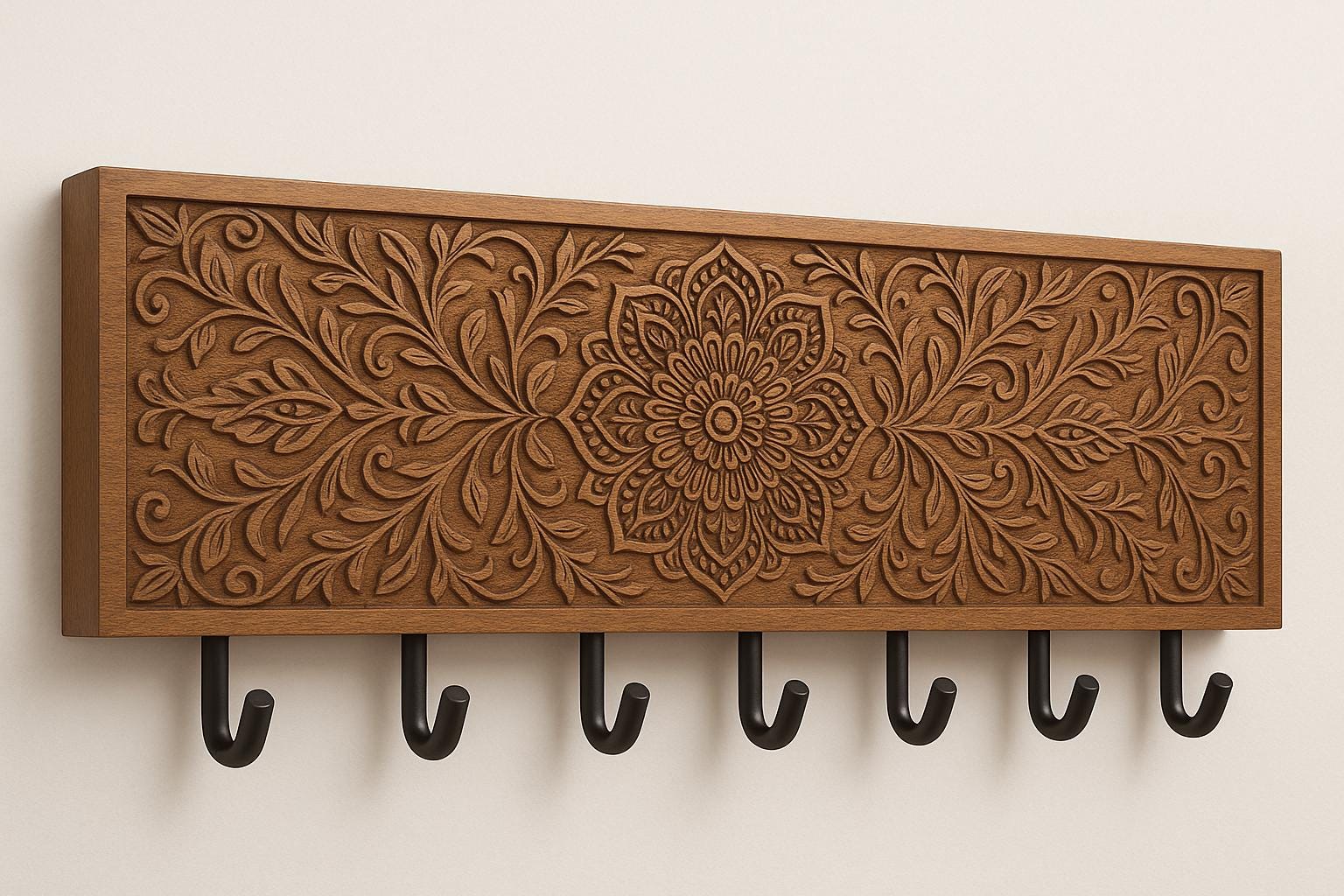 Wall Key Holder - 6 Hooks Harmonious Design