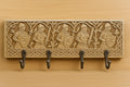 Wooden Wall Key Holder - 6 Black Hooks