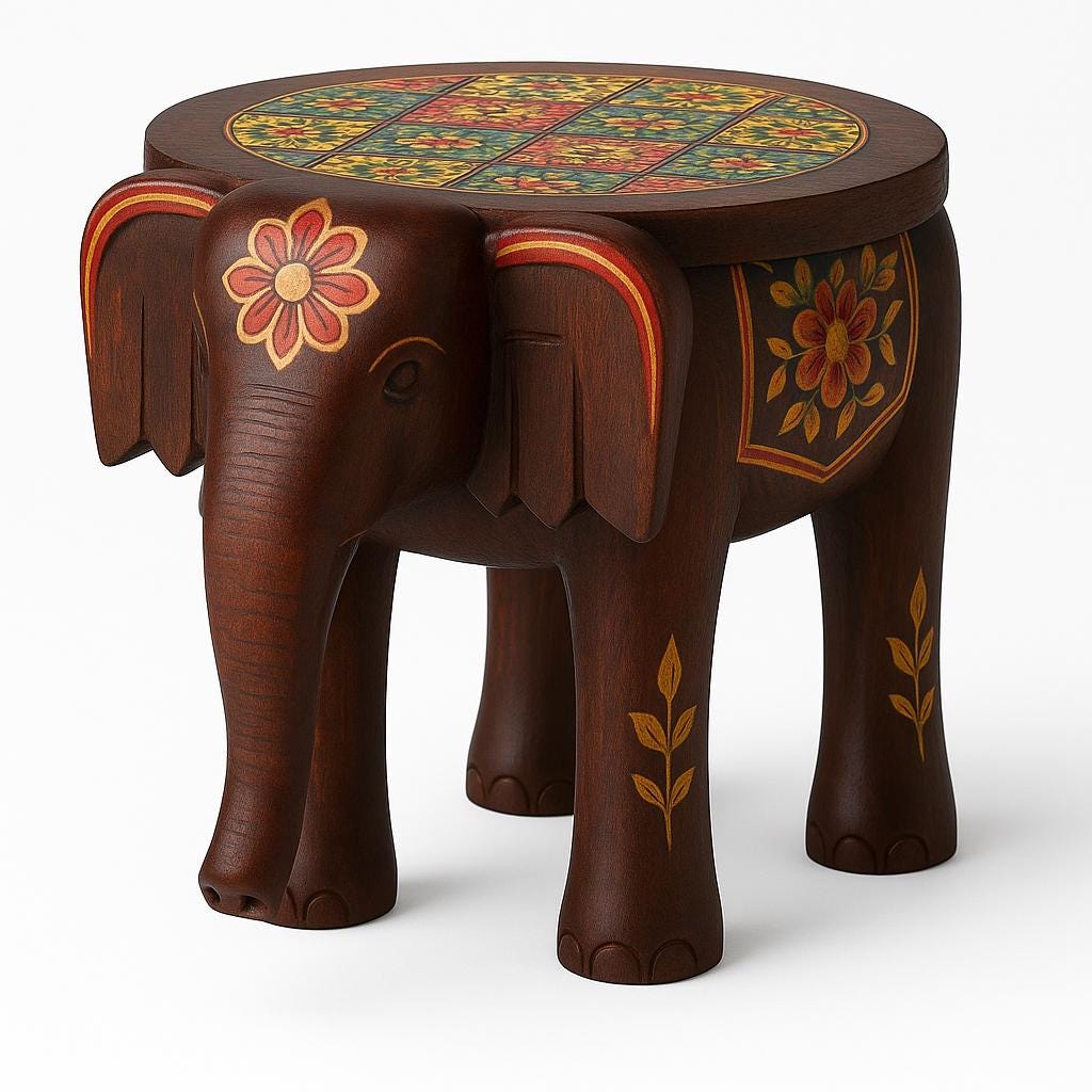 Boho Elephant Stool Decor