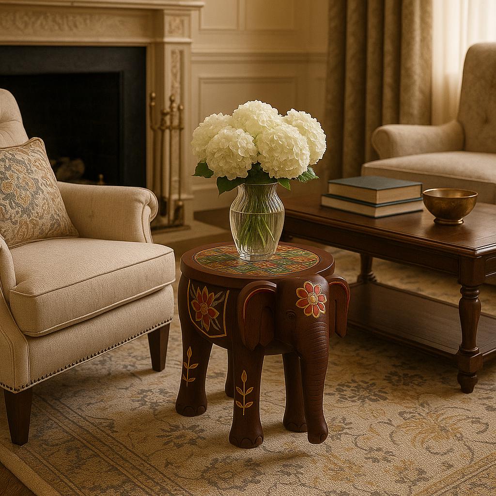 Boho Elephant Stool Decor