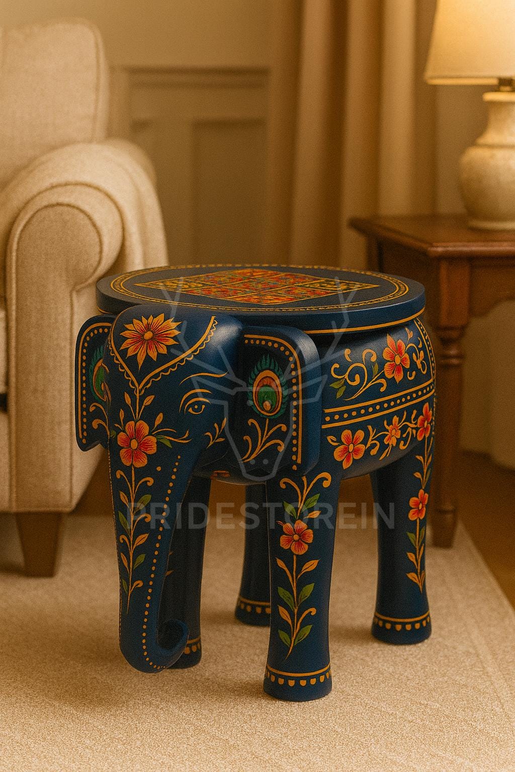 Boho Elephant Stool Accent