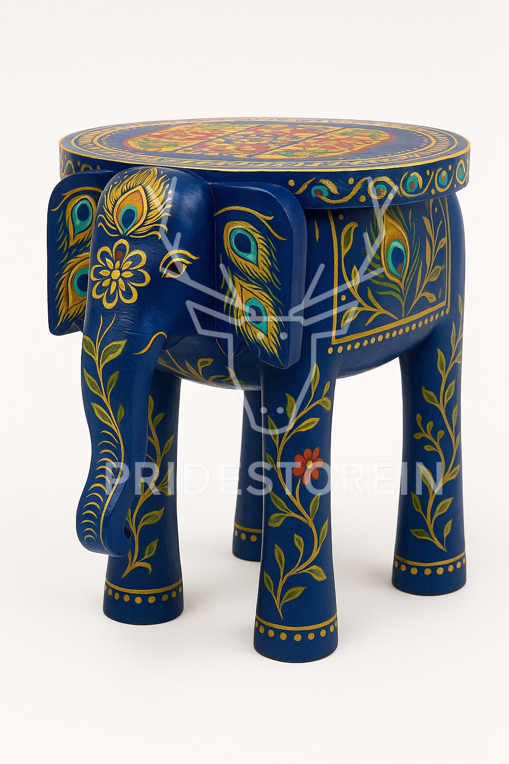 Boho Teak Elephant Accent Table